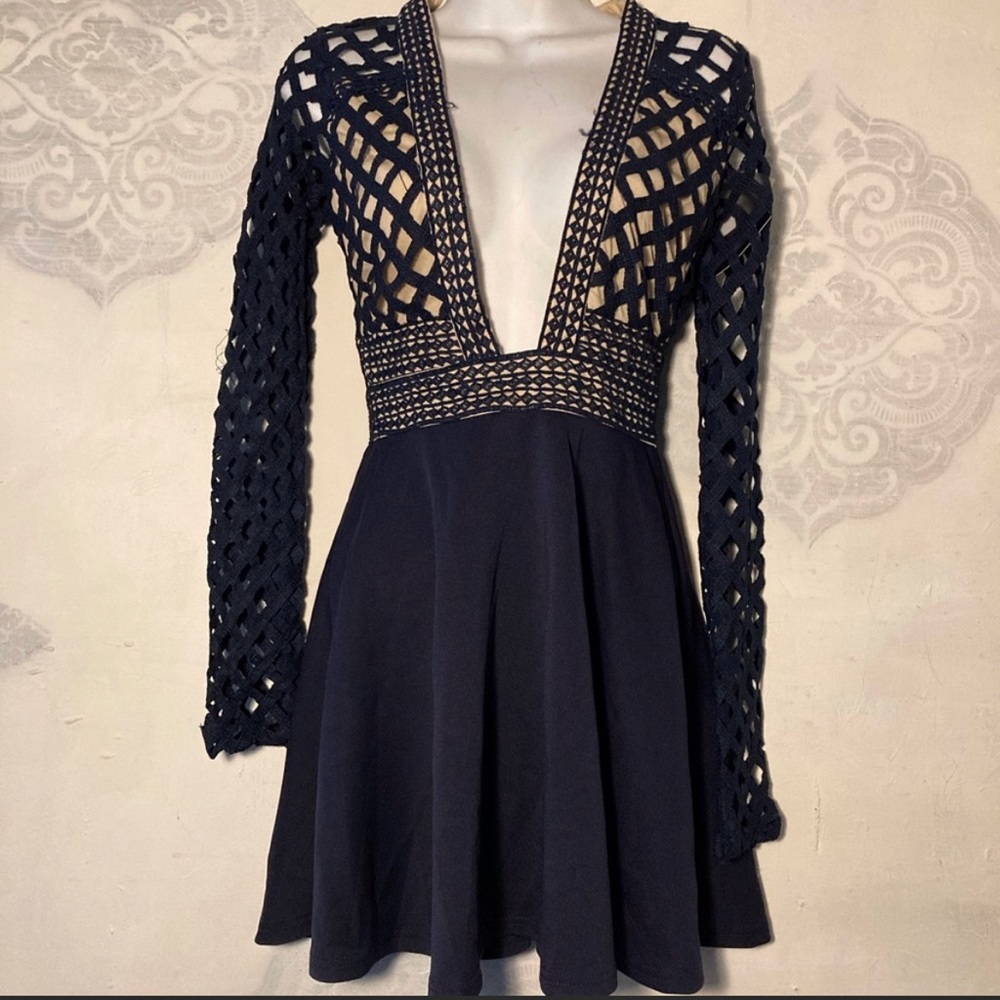 NWT Club London dark blue low cut dress UK 8